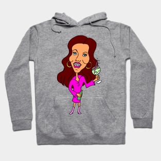 Funny Cartoon Brunette Woman Drinking Gin Hoodie